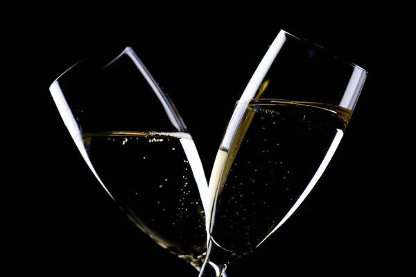 Dois copos de champanhe closeup — Fotografia de Stock