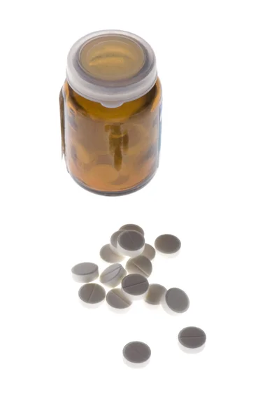 Medicinsk flaska med tablett — Stockfoto