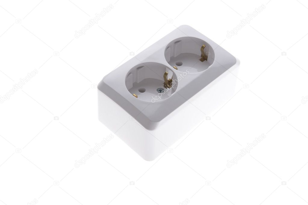 Electric socket on white