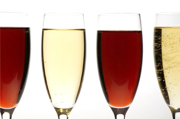 Champagne glasses on grey macro — Stock Photo, Image