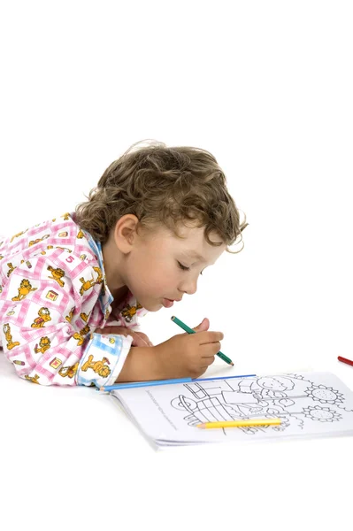 Мальчик с цветной книгой крупным планом — стоковое фото