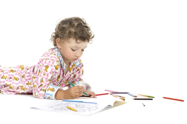 Boy with colouring book closeup — Stock Photo, Image