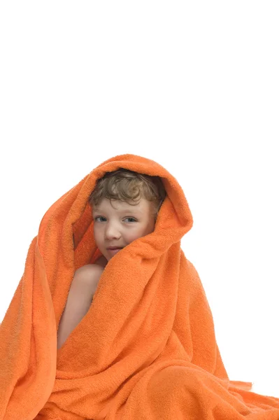 Αγόρι σε πετσέτα μπάνιου — Φωτογραφία Αρχείου