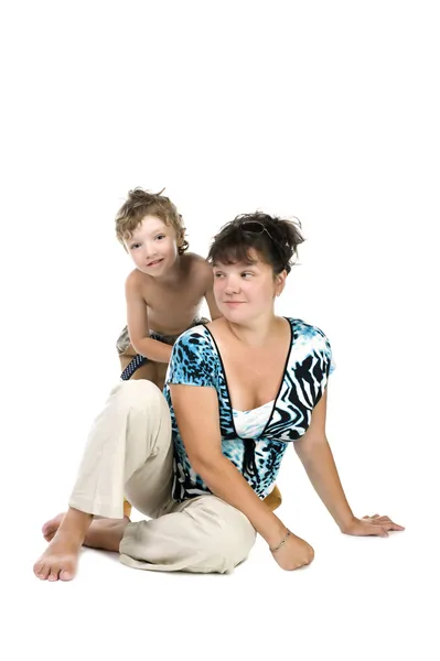 Blivande mamma med son på nära håll — Stockfoto