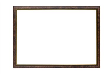 Wooden picture frame on white
