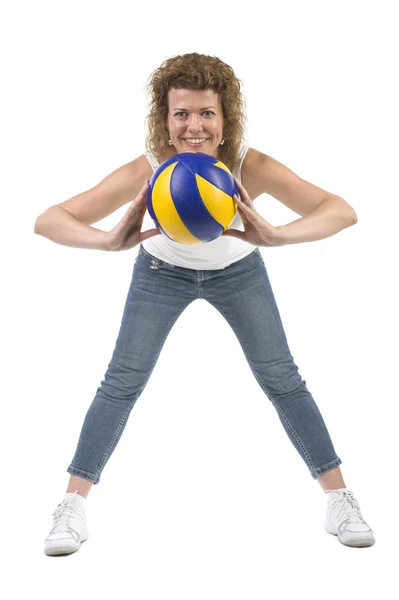 Woman with colored ball — Stock Photo, Image