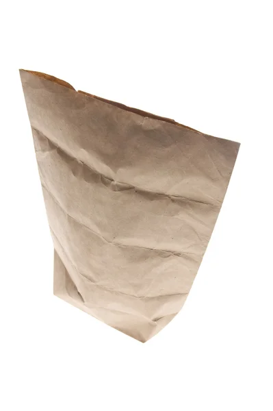 Saco de papel no fundo branco — Fotografia de Stock