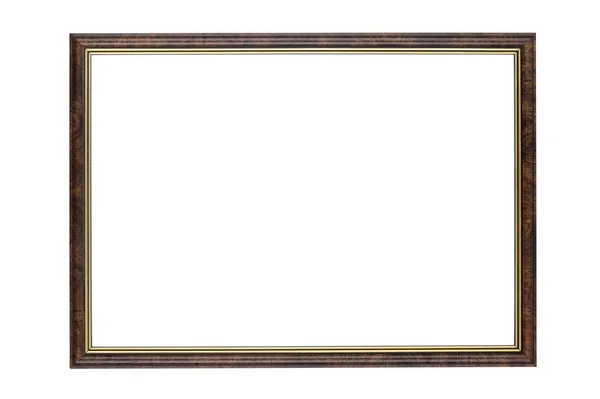 Wooden picture frame on white Royalty Free Stock Photos