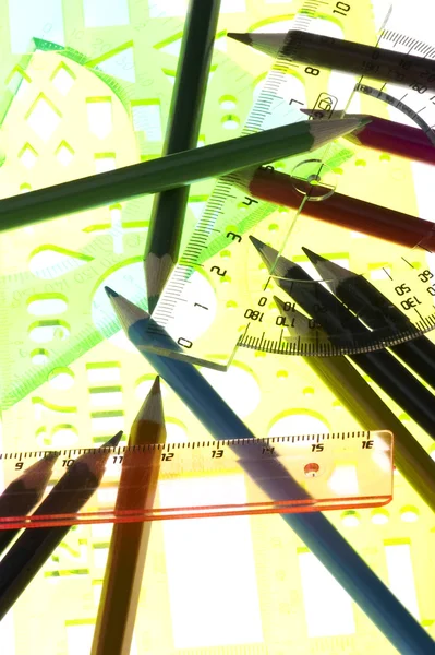 Ferramenta de medição com macro lápis — Fotografia de Stock