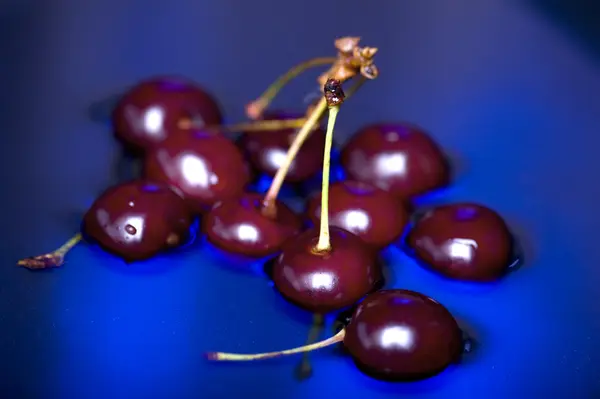 Cherry on blue — Stock Photo, Image