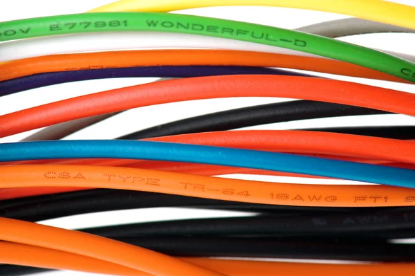 Färgade kabel på nära håll — Stockfoto