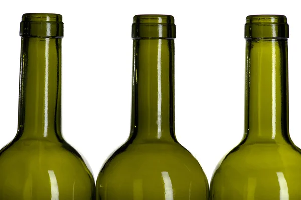 Makro pusty zielone butelki wina — Zdjęcie stockowe