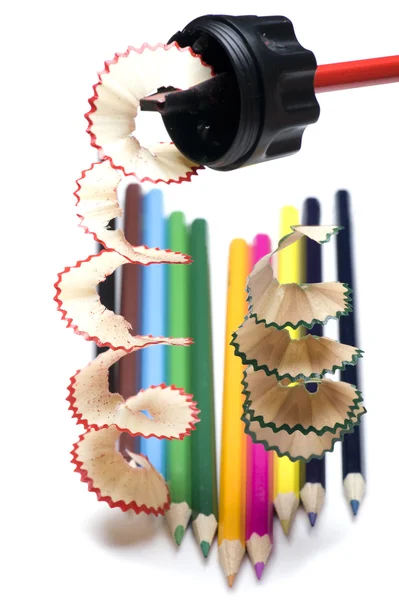 Pencil and shavings closeup — Stock Photo, Image