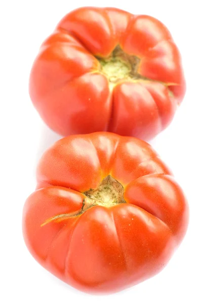 Dois tomate sobre fundo branco — Fotografia de Stock