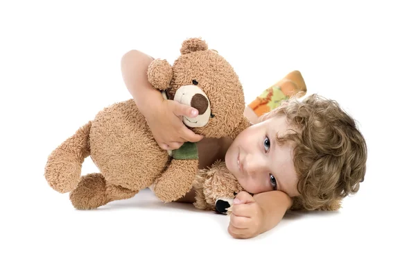 Mały chłopiec z zabawkami — Zdjęcie stockowe
