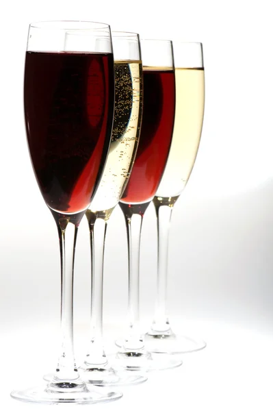 Champagne glasses on grey closeup — Stock Photo, Image