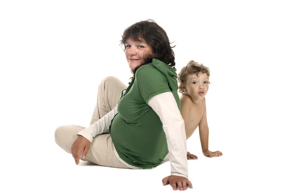 Expectant mother with little son — Stock Photo, Image