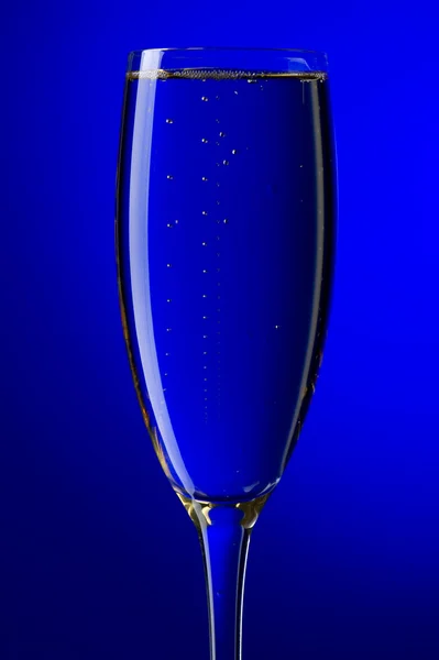 On blue background champagne — Stock Photo, Image