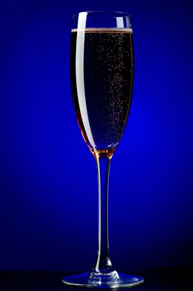 On blue champagne glasses — Stock Photo, Image