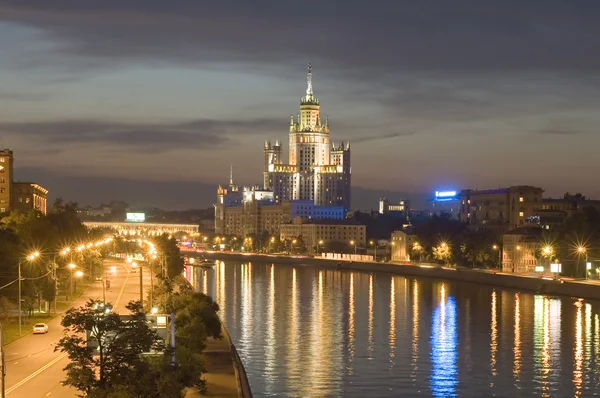 Řeka Moskva v noci — Stock fotografie