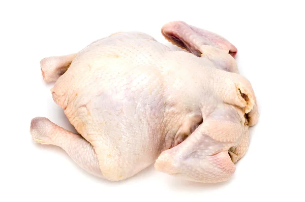 Сырая курица на белом — стоковое фото