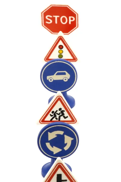 Conjunto de sinalização rodoviária — Fotografia de Stock