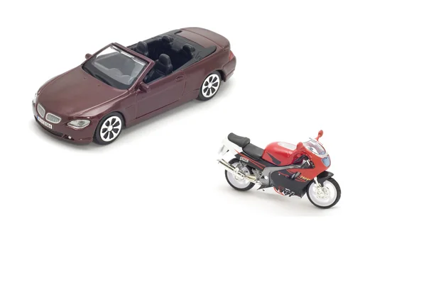 Cabriolet ve motorlu bisiklet — Stok fotoğraf
