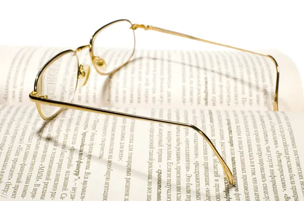 Book ok white with glasses — Stock Photo, Image