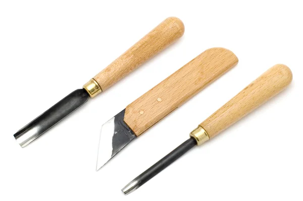 Cincel y cuchillo sobre blanco —  Fotos de Stock