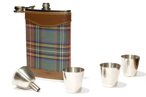 Flask with cans — Stockfoto