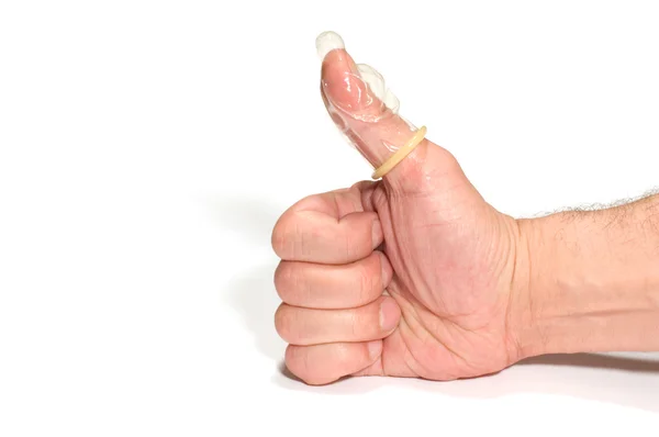 Dispositivo anticonceptivo con mano — Foto de Stock