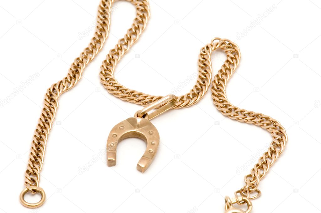 Gold chain with horseshoe