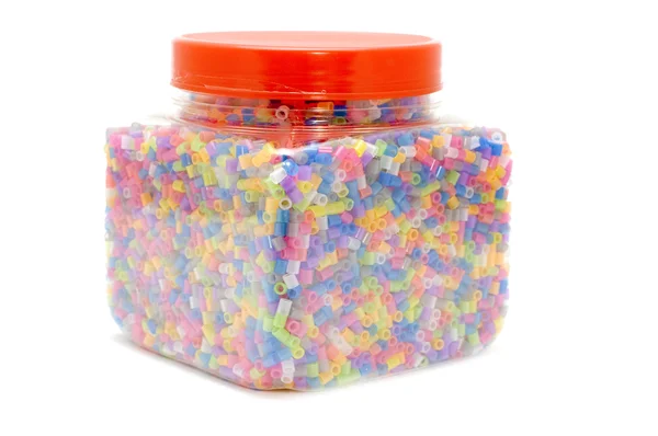 Color beads in box — Stock Photo, Image