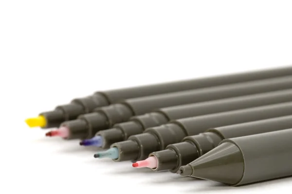 Gekleurde zachte-tip pen close-up — Stockfoto