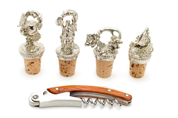 Corkscrew and stopper — Stock Photo, Image