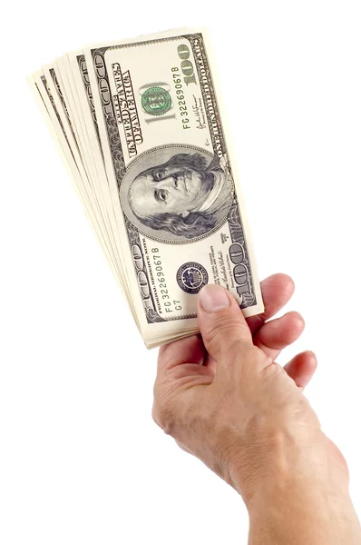 Dollar in hand close-up — Stockfoto