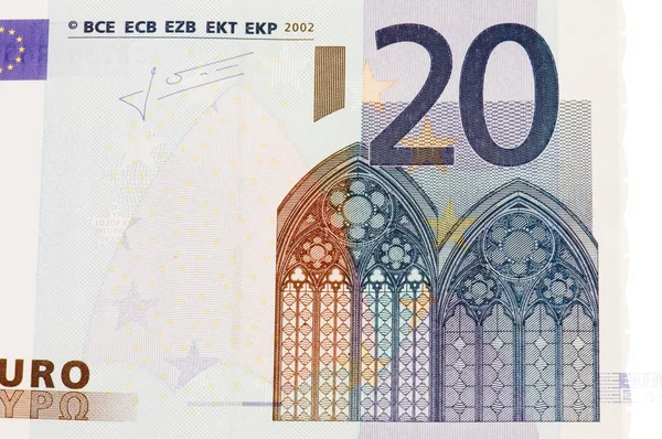 Nota de euro sobre branco — Fotografia de Stock