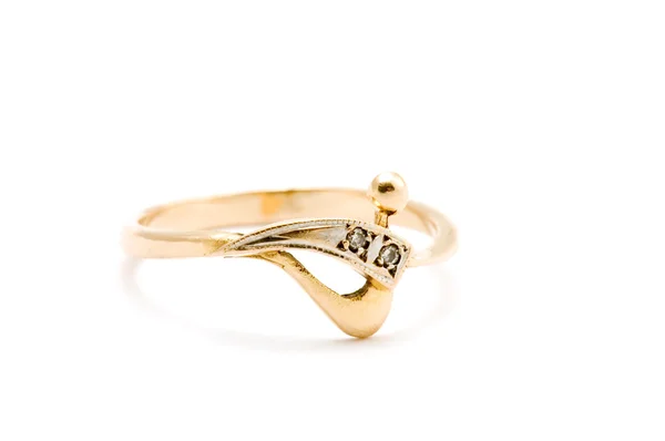 Zlatý prsten na bílém pozadíホワイトのゴールデン リング — Stock fotografie