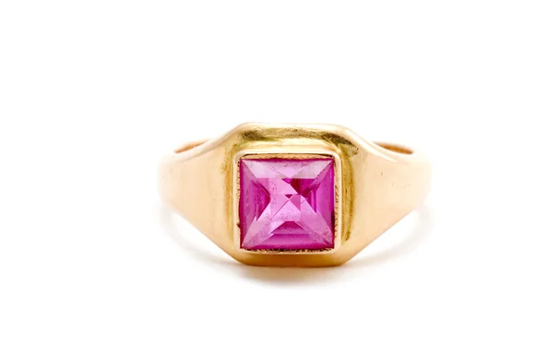 Golden ring with ruby — Stock Photo, Image