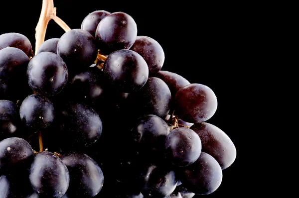 Виноград на черном макро — стоковое фото