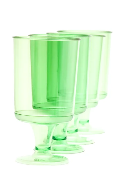Зелений пластикових стаканчиків — стокове фото