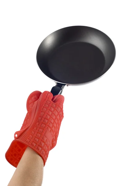 Griddle in hand — Stock Photo, Image