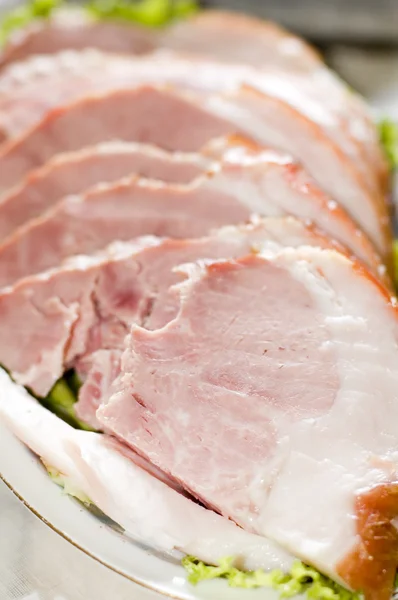 Ham in the plate — Stock Photo, Image