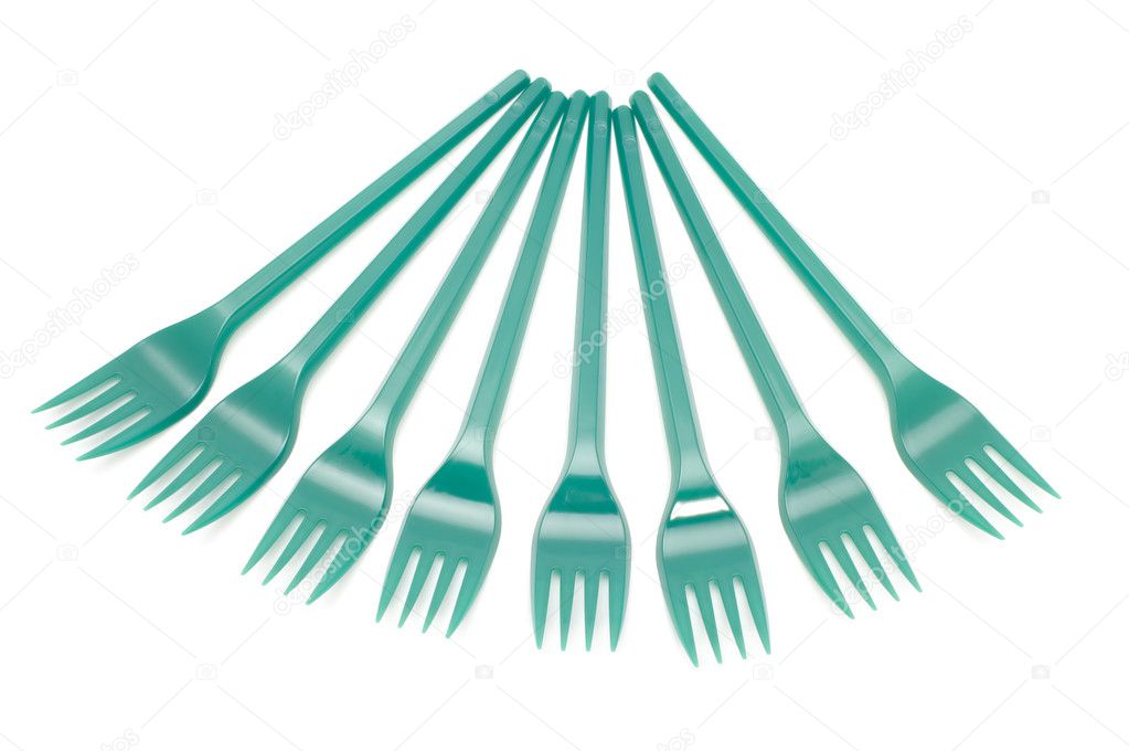 Green plastic fork