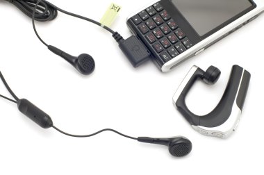 Mobile phones with headset clipart