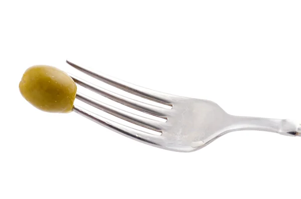 Olive on fork — Stock Photo, Image