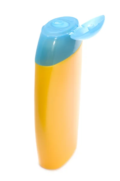 Öppna gul flaska — Stockfoto