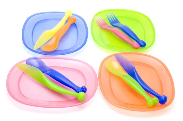 Set de utensilios de plástico — Foto de Stock