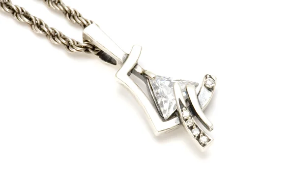Gümüş Zincir kolye ile — Stok fotoğraf