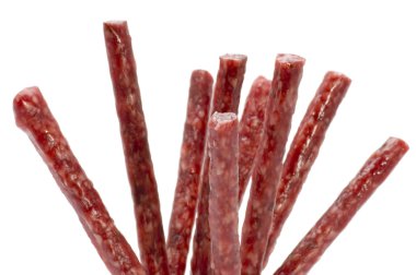 Smoked sausage on white background clipart